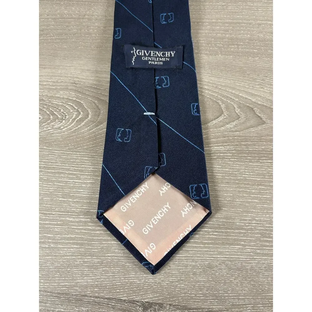 Givenchy Gentleman Paris Tie Blue 50/50‎ Silk Polyester Men- EUC